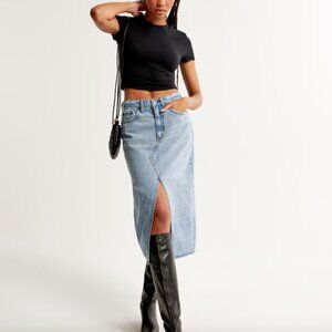 NW Abercrombie & Fitch Denim Midi Skirt